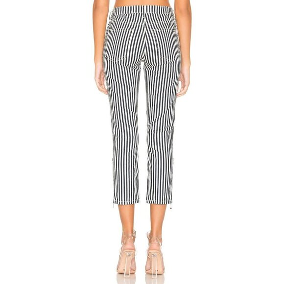 NWT Current | Elliott blue, warm white stripe skinny cropped stitch accent jeans - Picture 5 of 16